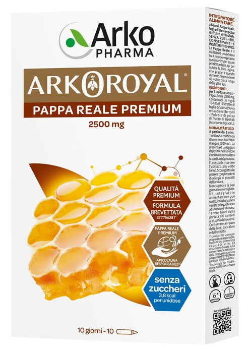 arkofarm arkoroyal pappa reale 2500 mg senza zucchero 10 fiale arkofarm ean 3578831419980