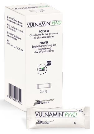 professional dietetics vulnamin pwd medicazione interattiva in polvere di sodio jaluronato e aminoacidi 2 stick pack vulnamin ean 8021756001655