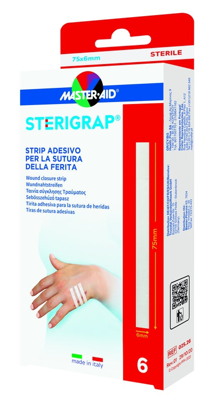 pietrasanta master aid sterigrap strip adesivo sutura ferite 75x6 mm 6 pezzi ean 8032956145797