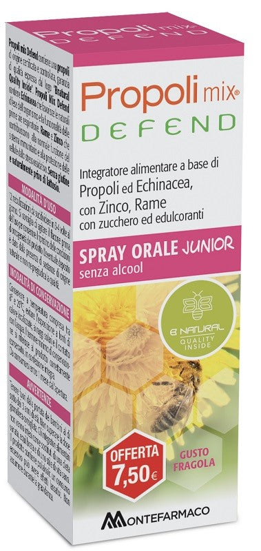 montefarmaco propoli mix defend spray orale junior analcolico 30 ml gusto fragola propoli mix ean 8058363613193