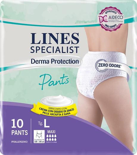 fater adult pannolone per incontinenza lines specialist derma pants maxi l 10 pezzi ean 8001480503823