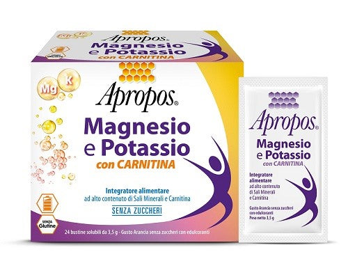 desa pharma apropos magnesio e potassio con carnitina 24 bustine solubili da 35 g gusto arancia senza zuccheri apropos ean 8026486018751