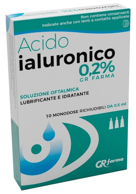 gr farma soluzione oftalmica lubrificante e idratante acido ialuronico 02 10 monodose richiudibili da 05 ml ean 8032668872356