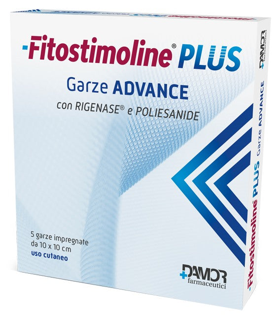 damor fitostimoline plus garze advance impregnate 10x10 cm 5 pezzi
