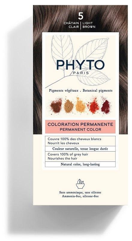 phyto lierac color kit 5 castano chiaro latte rivelatore 50 ml crema colorante 50 ml maschera protettiva colore 12 ml guanti phyto ean 3338221002587