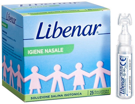 perrigo italia soluzione salina isotonica 09 libenar per igiene nasale 25 flaconcini monouso x 5 ml libenar ean 5400951991146