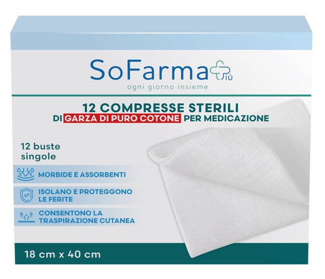 sofarmapiu garza compressa in cotone 18x40 cm 12 pezzi sofarmapiu sofarmapiu ean 8000246053244