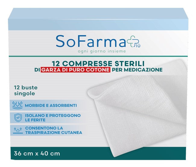 sofarmapiu garza compressa in cotone 36x40 cm 12 pezzi sofarmapiu sofarmapiu ean 8000246053251