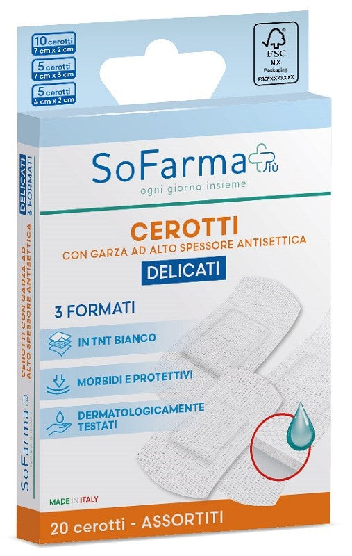 sofarmapiu cerotto delicato assortiti 20 pezzi sofarmapiu sofarmapiu ean 8017990084370