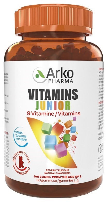 arkofarm vitamins junior 60 gummies senza zuccheri gusto frutti rossi arkofarm ean 3578836226019