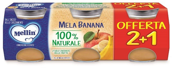 mellin mellin omogeneizzato mela banana 3 pezzi da 100 g mellin ean 3041091950352