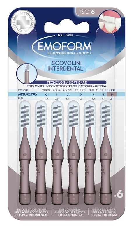 polifarma benessere emoform scovolino iso 6 beige 6 pezzi ean 8056772951073