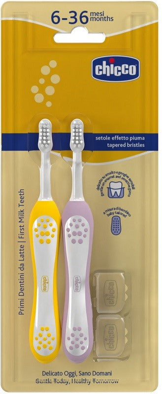 chicco artsana spa chicco spazzolino 6 36 mesi doppio rosa giallo chicco ean 8058664174706