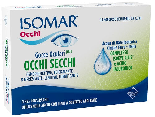 euritalia pharma div coswell isomar occhi secchi plus gocce oculari acido ialuronico 020 15 flaconcini isomar ean 8017045016042