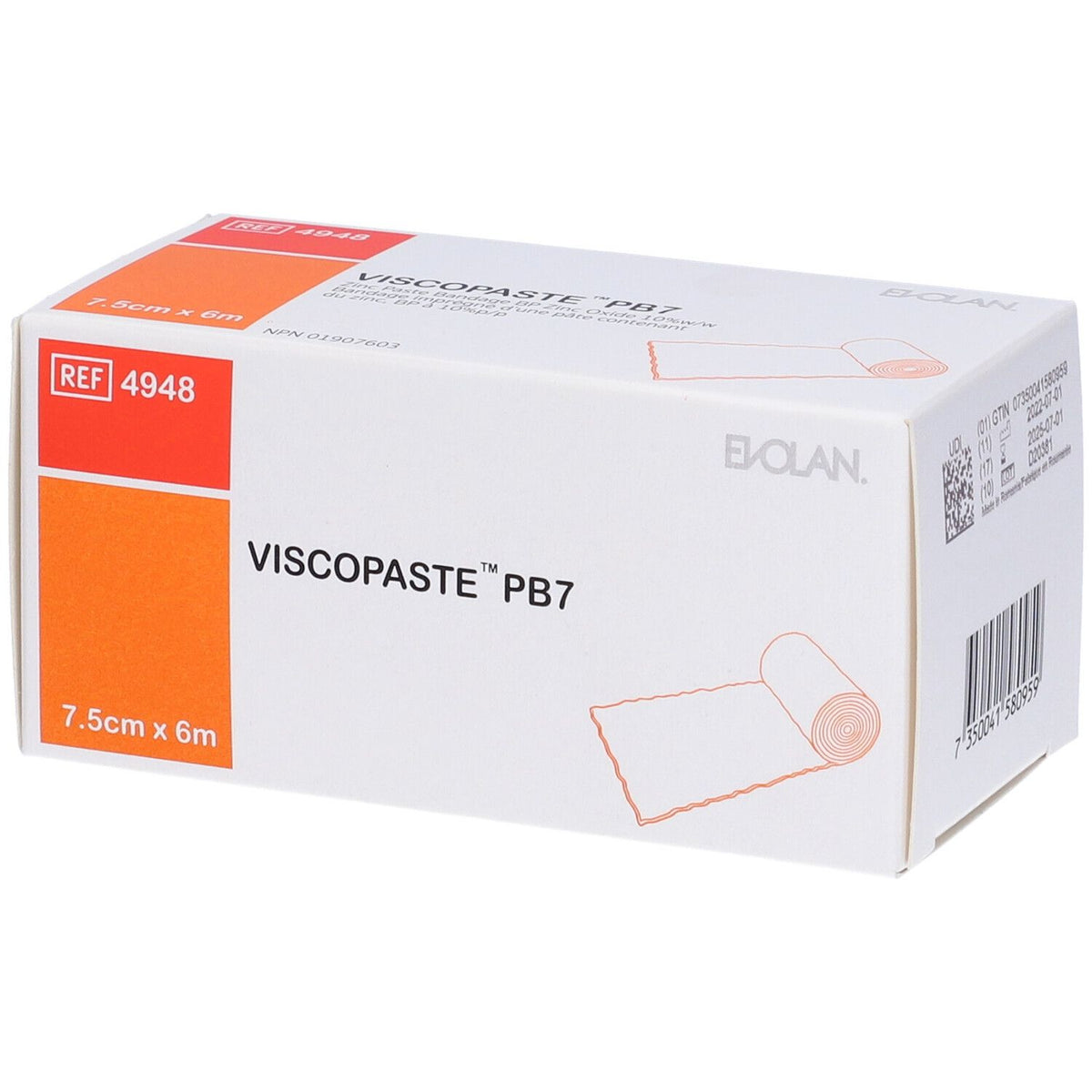 Benda All'ossido Di Zinco Per Il Trattamento Delle Ulcere Varicose Di Tipo Secco E Delle Dermatiti Croniche Viscopaste Pb7 600x7,5cm
