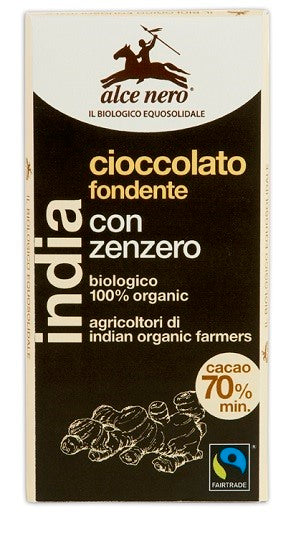 alce nero tavoletta di cioccolato fondente bio con zenzero dellecuador fairtrade 50 g alce nero ean 8009004809567
