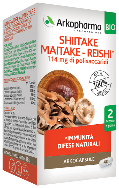 arkofarm arkocapsule shiitake maitake reishi bio 40 capsule arkofarm ean 3578835610451