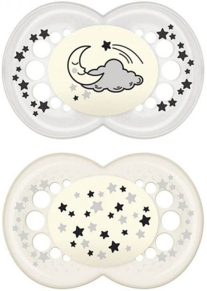 bamed baby italia mam succhietto original night 6 mesi silicone neutro 2 pezzi mam ean 9001616839764