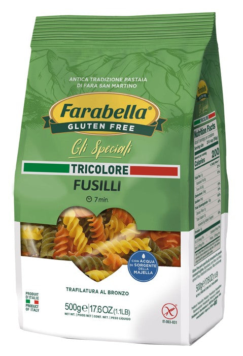 bioalimenta farabella fusilli tricolore 500 g farabella ean 8056774000779