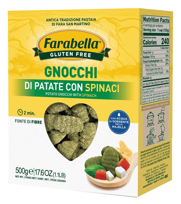 bioalimenta farabella gnocchi di patate con spinaci 500 g farabella ean 8056774003831