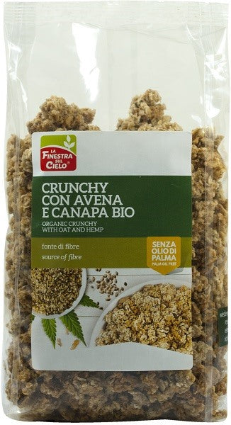 biotobio fsc crunchy con avena e canapa bio ad alto contenuto di fibra con olio di girasole e senza olio di palma 375 g biotobio ean 8017977031403