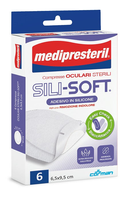 corman medipresteril compressa oculare adesive white silicon 6 pezzi medi presteril ean 8016867016520