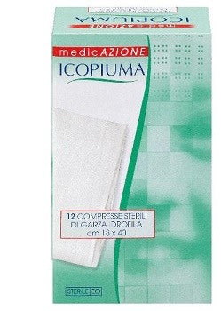 desa pharma garza compressa idrofila in cotone piegata sterile icopiuma senza filo di bario titolo 128 misura 18x40 cm in busta singola 12 pezzi icopiuma ean 8026486280813