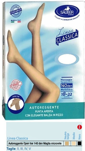 desa pharma sauber autoreggente open toe maglia microrete 140 den colore neutro beige taglia 3 linea classica sauber ean 8005520604433