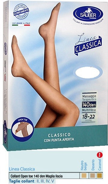 desa pharma sauber collant open toe maglia liscia 140 den colore neutro beige taglia 3 linea classica sauber ean 8005520604273