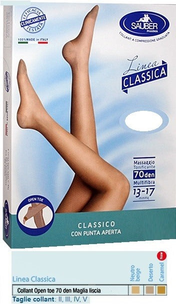 desa pharma sauber collant open toe maglia liscia 70 den colore neutro beige taglia 4 linea classica sauber ean 8005520604204