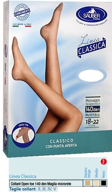 desa pharma sauber collant open toe maglia microrete 140 den colore neutro beige 3 linea classica sauber ean 8005520000914