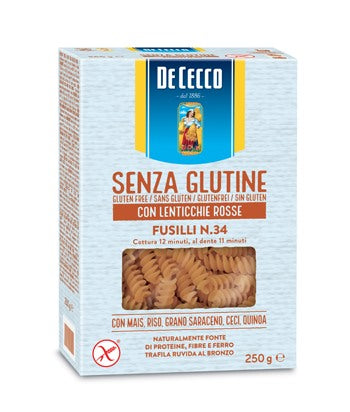 f lli de cecco de cecco fusilli n34 lenticchie rosse 250 g f lli de cecco ean 8001250014214