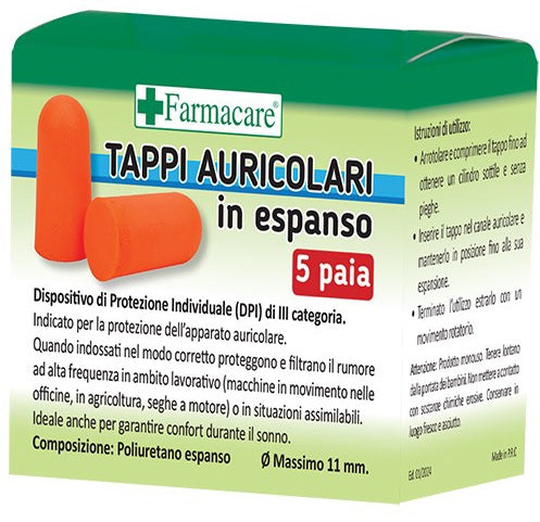 farmacare tappi auricolari espanso 5 paia farmacare