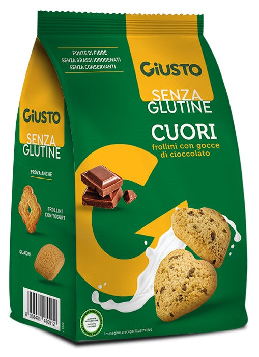 farmafood giusto senza glutine cuori frollini con gocce di cioccolato 200 g giusto ean 8058481480912