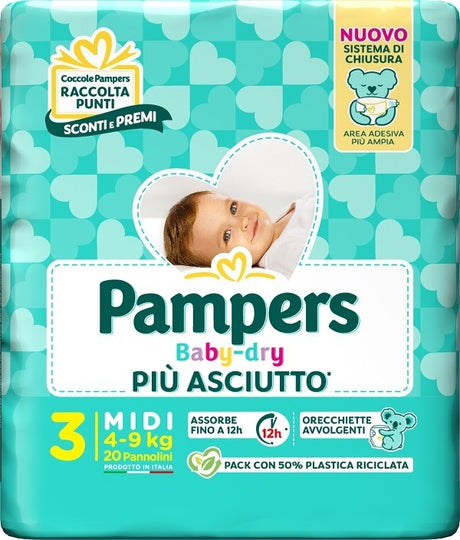 fater babycare pampers baby dry pannolino downcount midi 20 pezzi pampers ean 8001480307797