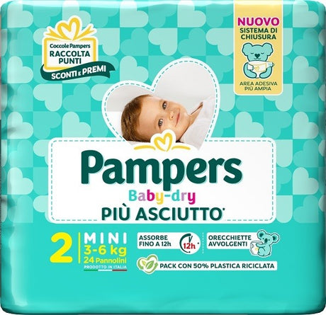 fater babycare pampers baby dry pannolino downcount mini 24 pezzi pampers ean 8001480307780