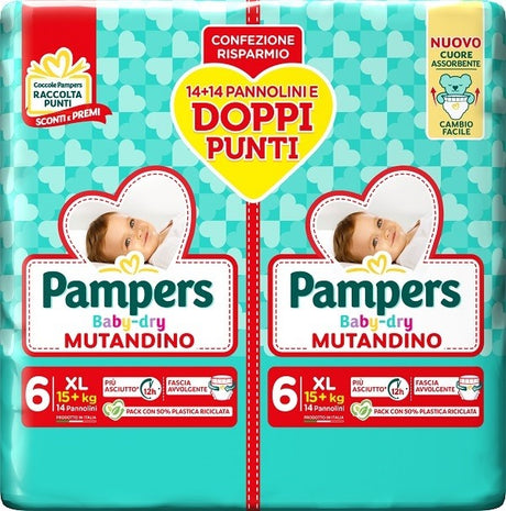 fater babycare pampers baby dry pannolino mutandina xl duo downcount 28 pezzi pampers ean 8001480307605