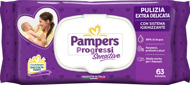 fater babycare pampers progressi salviette sensitive aloe ricarica 63 pezzi pampers ean 4015400828235