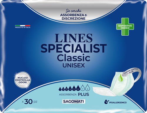 fater spa pannolone sagomato lines specialist classic plus 30 pezzi lines ean 8001480057296