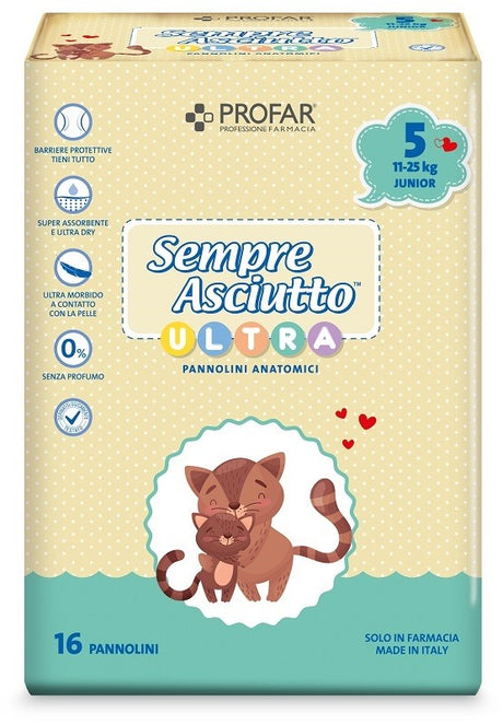 federfarma co pannolini profar sempre asciutto ultra junior 1125 kg 16 pezzi profar