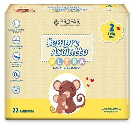 federfarma co pannolini profar sempre asciutto ultra mini 36 kg 22 pezzi profar
