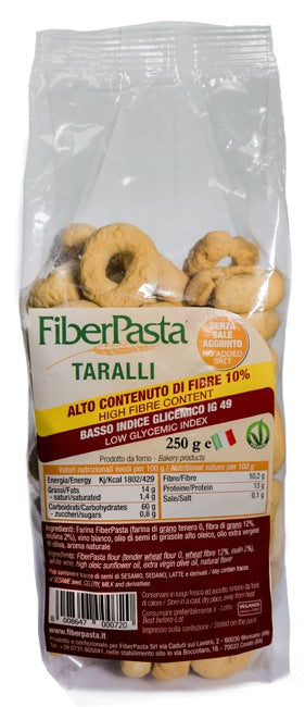 fiberpasta fiberpasta taralli basso indice glicemico 250 g ean 8008647000720