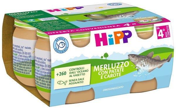 hipp italia hipp omogeneizzato merluzzopatatecarote 4x80 g hipp ean 4062300356986