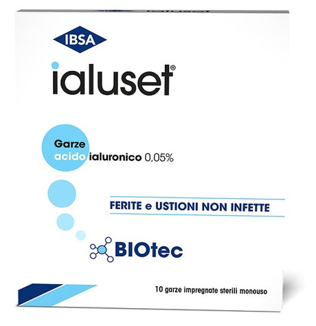 ibsa farmaceutici italia garza impregnata ialuset ferite e ustioni non infette 10x10 cm 10 pezzi ialuset ean 8033638955130