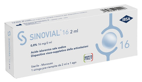 ibsa farmaceutici italia siringa intra articolare sinovial 16 acido ialuronico sale sodico 08 16mg2ml 2ml ago 21 gauge sinovial ean 8033638953310