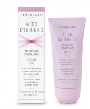 lerbolario sb srl acido ialuronico bb cream crema viso spf15 trattamento uniformante antiage 8 in 1 50 ml lerbolario ean 8022328107034
