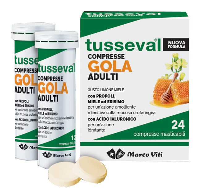 marco viti farmaceutici tusseval gola adulti 24 compresse masticabili limone e miele tusseval ean 8050519570145