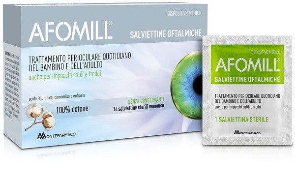montefarmaco otc afomill salviettine oftalmiche 14 pezzi afomill ean 8058363618686
