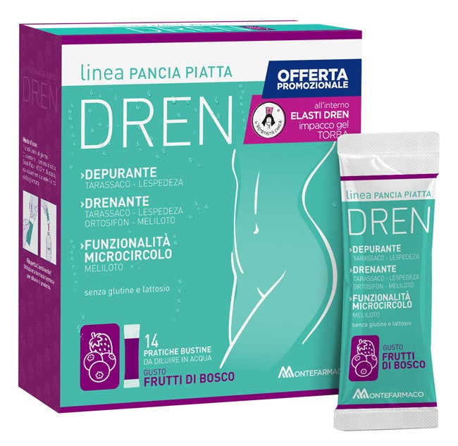 montefarmaco otc pancia piatta dren frutti di bosco 14 bustine stick pack torba drenante ean 8058363619676