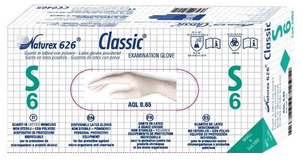 nacatur international imp exp guanto in lattice monouso non sterile con polvere naturex 626 classic misura small 100 pezzi ean 8033717820014
